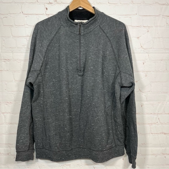 Tommy Bahama Sweater Mens Large Gray Reversible Sweatshirt 1/4 Zip Mock Neck - Picture 1 of 12